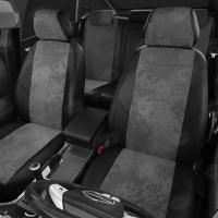 Чехлы на сидения для BMW 5 (F-10) (2010-2016) черно-серая алькантара+экокожа Автолидер