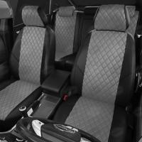 Чехлы на сидения для BMW 5 (F-10) (2010-2016) черно-серая экокожа рисунок Ромб Автолидер