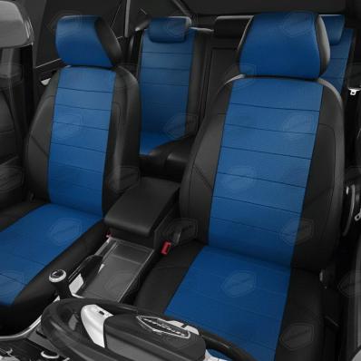 Чехлы на сидения для BMW 5 (F-10) (2010-2016) черно-синяя экокожа Автолидер