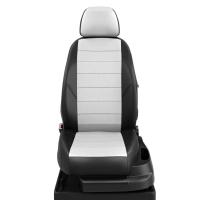 Чехлы на сидения Hyundai Solaris (2017-2024) черно-белая экокожа Автолидер