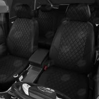 Чехлы на сидения Hyundai Solaris (2017-2024) черная экокожа Ромб Автолидер