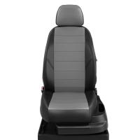 Чехлы на сидения Hyundai Solaris (2017-2024) черно-серая экокожа Автолидер