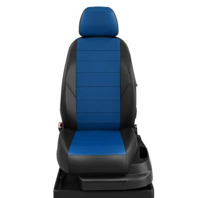 Чехлы на сидения Hyundai Solaris (2017-2024) черно-синяя экокожа Автолидер
