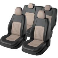 Чехлы на сидения Hyundai Solaris (2017-2024) Турин черно-бежевая экокожа Лорд Авто