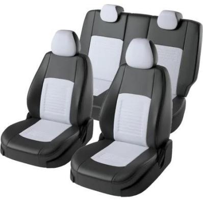 Чехлы на сидения Hyundai Sonata (2010-2017) Турин черно-белая экокожа Лорд Авто