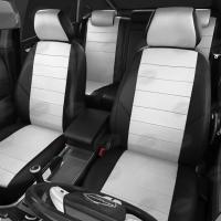 Чехлы на сидения для Hyundai Sonata 7 (2017-2020) черно-белая экокожа Автолидер
