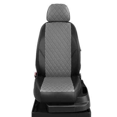 Чехлы на сидения для Hyundai Sonata 7 (2017-2020) черно-серая экокожа рисунок Ромб Автолидер