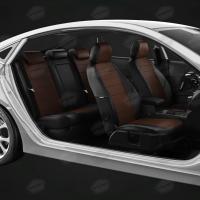 Чехлы на сидения для Hyundai Sonata 7 (2017-2020) черно-шоколадная экокожа Автолидер