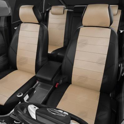 Чехлы на сидения Hyundai Sonata 8 (2020-2024) черно-бежевая экокожа Автолидер