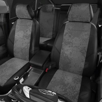 Чехлы на сидения для Hyundai Verna (2006-2012) черно-серая алькантара+экокожа Автолидер