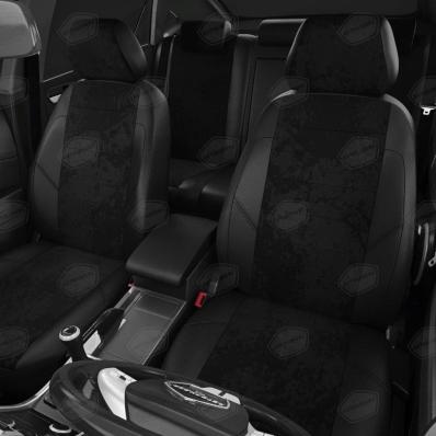 Чехлы на сидения Kia Rio (2017-2024) черная алькантара+экокожа Автолидер