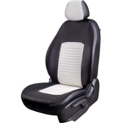Чехлы на сидения для KIA Rio X (2020-2024) Турин черно-белая экокожа Лорд Авто