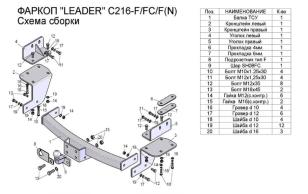 Фаркоп для Chevrolet Trailblazer 2012- 1.5тонны Лидер Плюс
