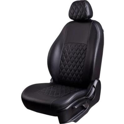 Чехлы на сидения Lada Vesta (2015-2024) Турин черная экокожа Ромб Лорд Авто