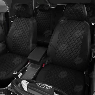 Чехлы на сидения для Land Rover FreeLander (2010-2014) черная экокожа Ромб Автолидер
