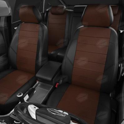 Чехлы на сидения для Lexus NX200 (2014-2021) черно-шоколадная экокожа Автолидер