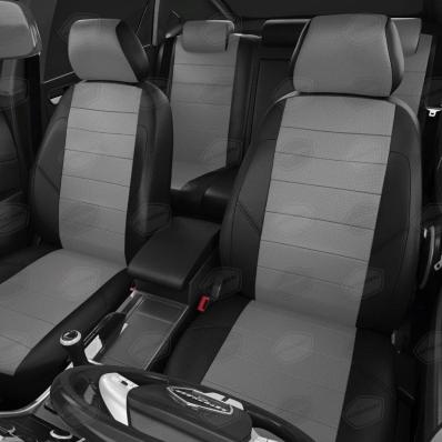 Чехлы на сидения для Nissan Micra (2003-2010) черно-серая экокожа Автолидер