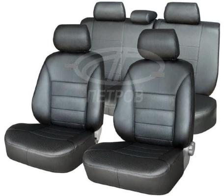 Чехлы на сидения Nissan Note (2005-2014) черная экокожа ТМ Петров