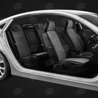 Чехлы на сидения для Nissan Sentra (2014-2017) черно-серая алькантара+экокожа Автолидер