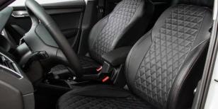 Чехлы на сидения Opel Corsa D (2006-2014) черная экокожа Ромб Seintex