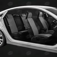Чехлы на сидения Peugeot 301 черно-серая экокожа рисунок Ромб Автолидер