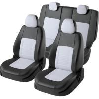 Чехлы на сидения для Peugeot 307 Турин черно-белая экокожа Лорд Авто