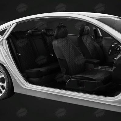 Чехлы на сидения для Peugeot Expert (2017-2024) черная экокожа Ромб Автолидер