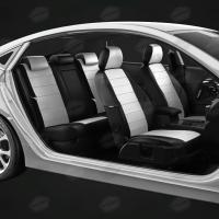 Чехлы на сидения Renault Logan (2014-2024) черно-белая экокожа Автолидер