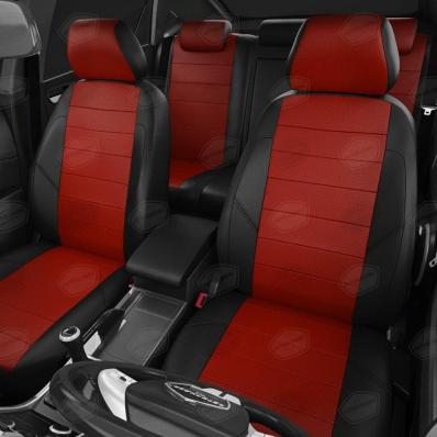 Чехлы на сидения для Audi A4 В6 (2000-2006) черно-красная экокожа Автолидер
