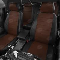 Чехлы на сидения для Subaru XV (2018-2024) черно-шоколадная экокожа Автолидер