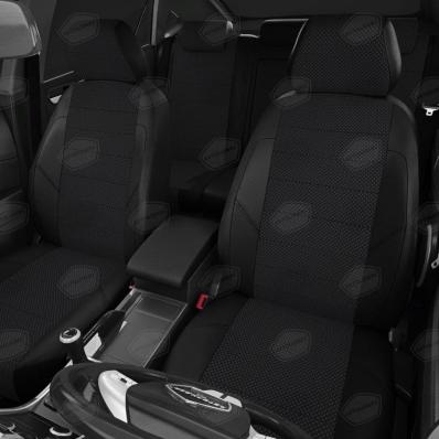 Чехлы на сидения Toyota Land Cruiser Prado 150 (2009-2017) черный жаккард+экокожа Автолидер