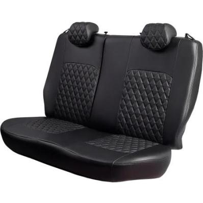 Чехлы на сидения для Toyota Land Cruiser Prado 150 (2017-2024) Турин черная экокожа Ромб Лорд Авто