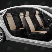Чехлы на сидения Volkswagen Amarok (2011-2018) черно-бежевая экокожа Автолидер