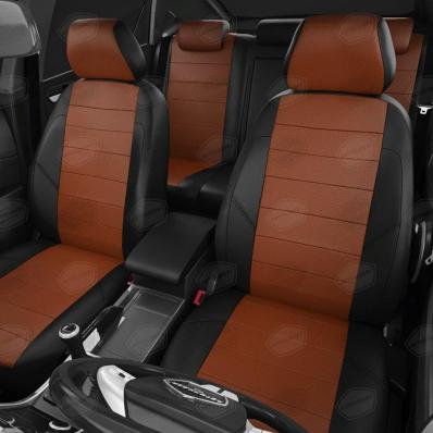 Чехлы на сидения для Volkswagen Touran (2010-2015) черный-фокс экокожа Автолидер