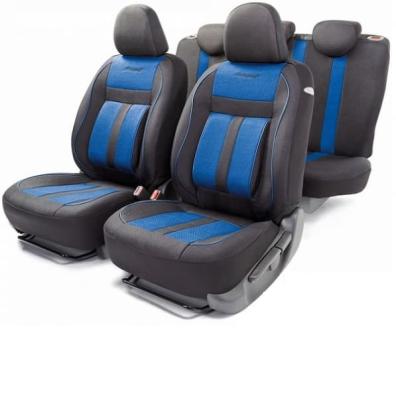 Комплект чехлов на передние сиденья FRONT "COMFORT CUSHION", эко-хлопок, цвет ЧЁРНЫЙ/синий