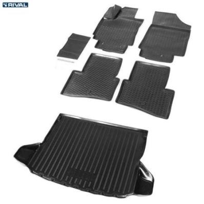 Комплект ковриков салона и багажника Hyundai Creta 2016-2021 полиуретан черные Риваль