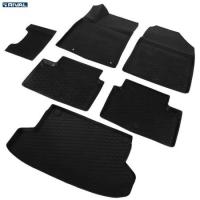 Комплект ковриков салона и багажника Kia Ceed 2018- полиуретан черные Риваль