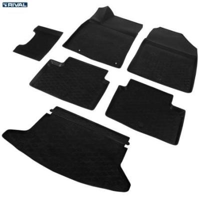 Комплект ковриков салона и багажника Kia Ceed 2018- полиуретан черные Риваль