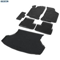 Комплект ковриков салона и багажника Lada Granta 2012-2018 полиуретан черные Риваль