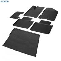 Комплект ковриков салона и багажника Lada Vesta 2015- полиуретан черные Риваль