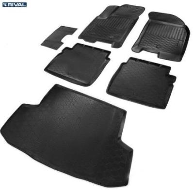 Комплект ковриков салона и багажника Ravon R3 полиуретан черные Риваль