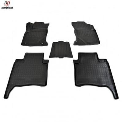Коврики салона для Toyota Fortuner 3D (2015) (5 мест) черные полиуретановые Нор Пласт