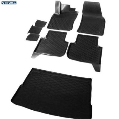 Комплект ковриков салона и багажника Volkswagen Tiguan 2017- полиуретан черные Риваль