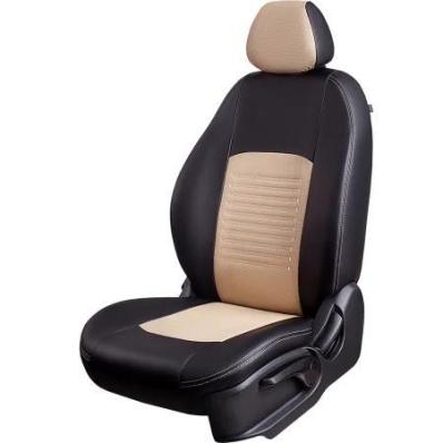 Чехлы на сидения для Fiat Albea (2002-2012) Турин черно-бежевая экокожа Лорд Авто