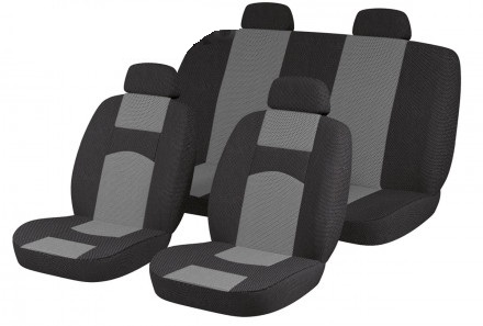 Авточехлы на сидения ВАЗ 2107 жаккард черно-серые ECO