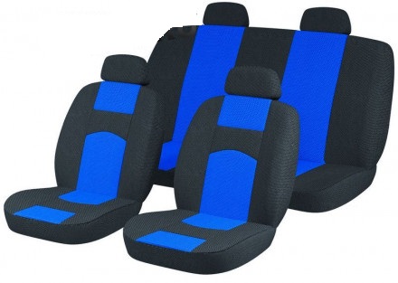 Авточехлы на сидения ВАЗ 2107 жаккард черно-синие ECO