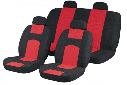 Авточехлы на сидения ВАЗ 2107 жаккард черно-красные ECO
