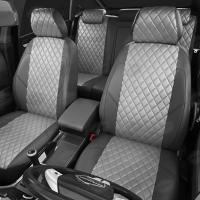 Чехлы на сидения для Audi A4 В5 (1995-2001) т.серая/с.серая экокожа Ромб Автолидер