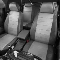 Чехлы на сидения для Audi A4 B9 (2016-2024) т.серая/с.серая экокожа Автолидер