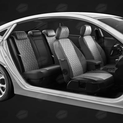 Чехлы на сидения для Audi A4 B9 (2016-2024) т.серая/с.серая экокожа Ромб Автолидер